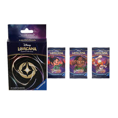 Disney Lorcana Shimmering Skies Booster Pack Bundle of 3 and Card Back Card Sleeves (65-Pack)(Release Date 8/23/2024)