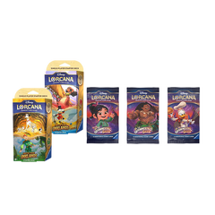 Disney Lorcana Shimmering Skies Booster Pack Bundle of 3 and Into the Inklands Starter Deck [Set of 2] (Release Date 8/23/2024)