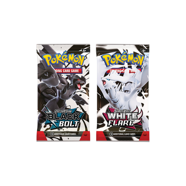 pokemon black booster pack Bolt and White Flare Bundle 2PK – Realgoodeal Unleash the electric intensity of the Scarlet Pokémon TCG: Scarlet & Violet—Black