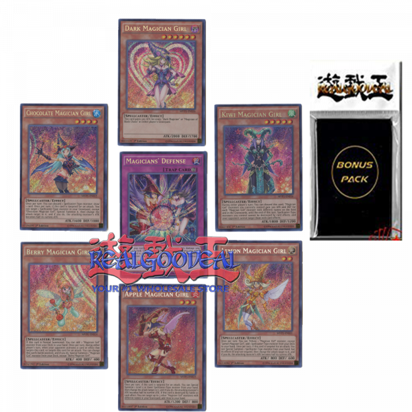 YuGiOh Dark Magician Girl Card Set All SECRET Include Exclusive Realgoodeal Sleeves