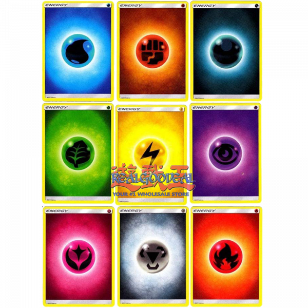 90 Pokemon Basic Energy Cards Lot: 10 Of Each Type