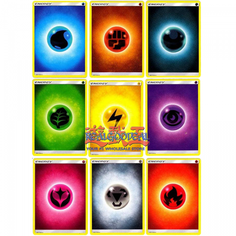 90 Pokemon Basic Energy Cards Lot: 10 Of Each Type