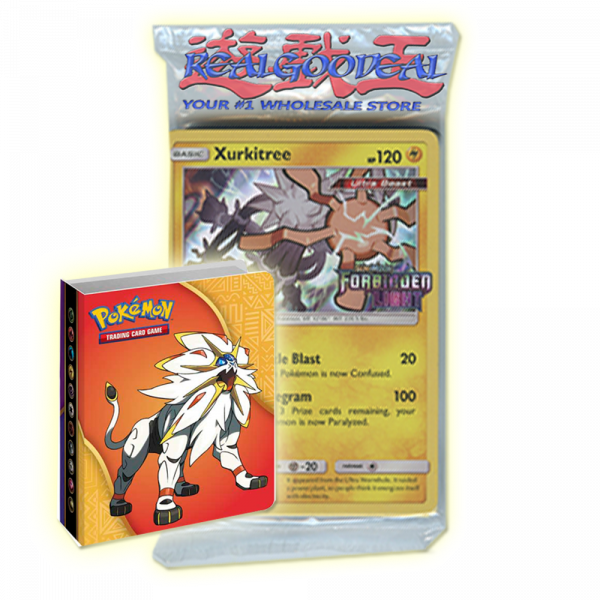 Pokemon Sealed Sun & Moon Forbidden Light Pack (Xurkitree promo) with BONUS mini binder