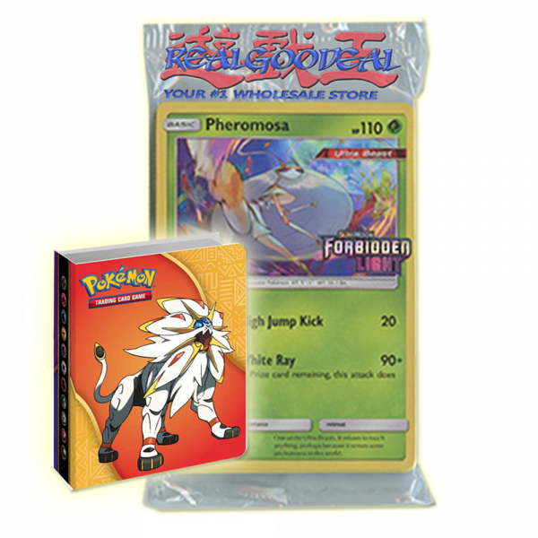 x1 Pokemon Sealed Sun & Moon Forbidden Light Pack (Pheromosa promo) with BONUS mini binder