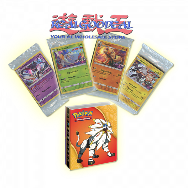 x4 Pokemon Sun & Moon Forbidden Light Sealed Packs plus BONUS Mini Binder